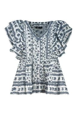 Blue Ditsy Floral Blouse